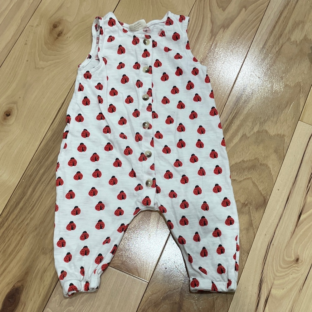 Adorable Ladybug Print Baby Romper
